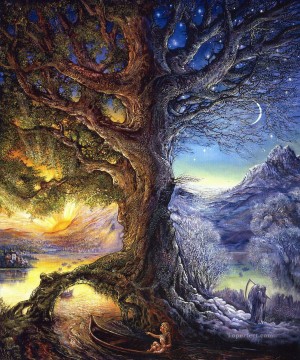 JW tree of time river of life Fantasy Oil Paintings